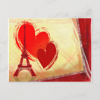 Cartão Postal Dois corações em Paris