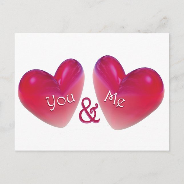 Cartão Postal Dois Corações Românticos (Frente)