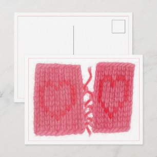 Cartão postal DOIS CORAÇÕES TRICOTADOS