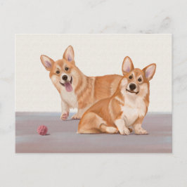 Cartão Postal Dois Corgis Fofos