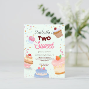 Cartão Postal Dois cupcakes Sweet Sprinkle 2º Aniversário Menina