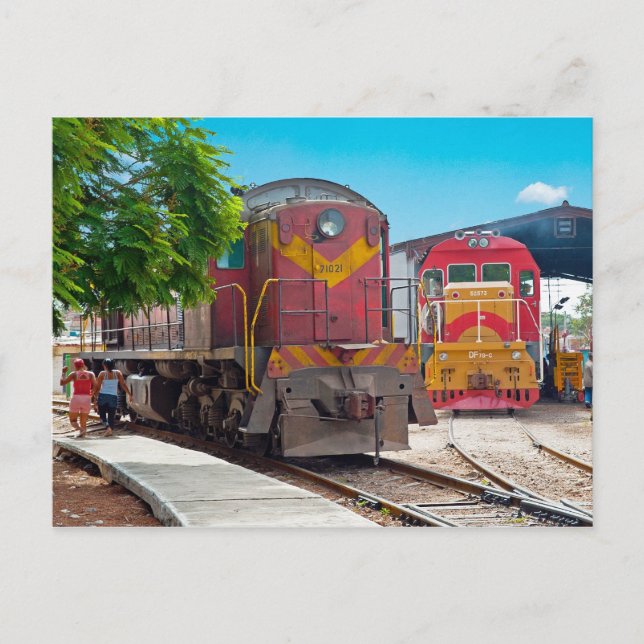 Cartão Postal Dois diesellocomotives (Frente)