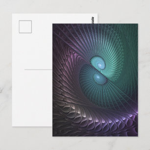 Cartão Postal Dois Espirais Coloridos Arte Fractal Moderna Abstr