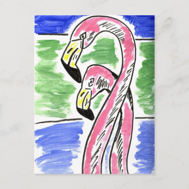 Cartão Postal Dois Flamingos (Frente)