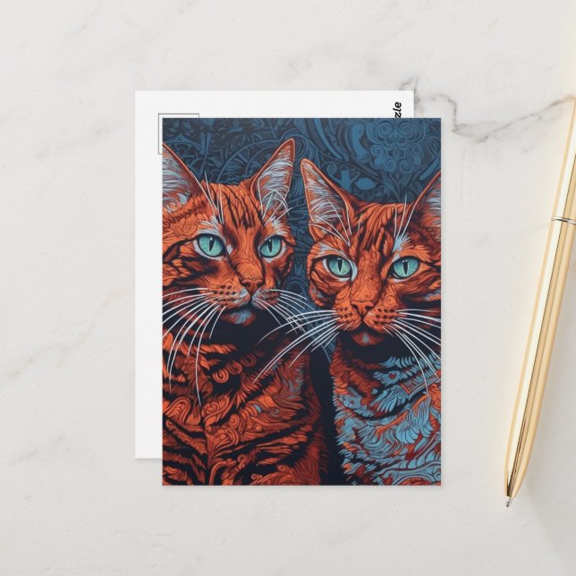 Cartão Postal Dois Gatinhos Ginger (Frente/Verso In Situ)