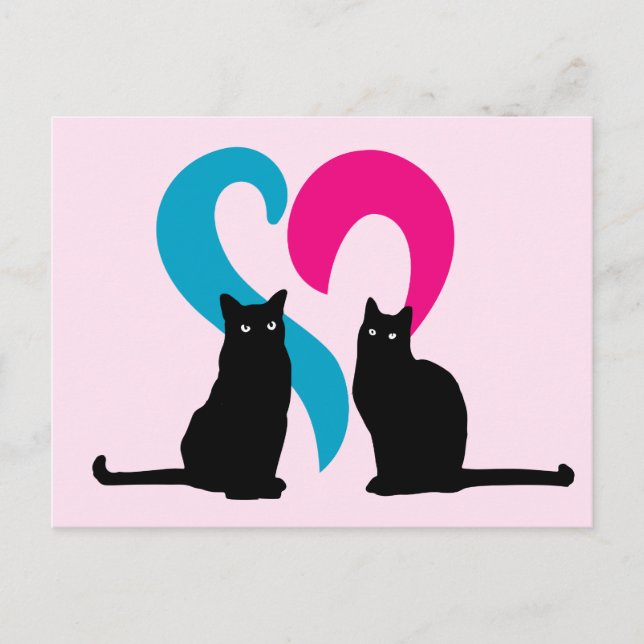 Cartão Postal Dois gatos apaixonados (Frente)