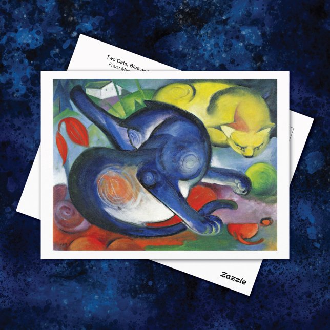 Cartão Postal Dois Gatos Azul Amarelo Franz Marc (Criador carregado)