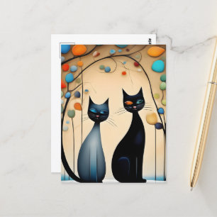 Cartão Postal Dois Gatos Encantadores