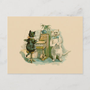 Cartão Postal Dois Gatos no Piano