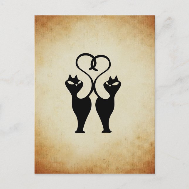 Cartão Postal Dois Gatos Silhouette (Frente)