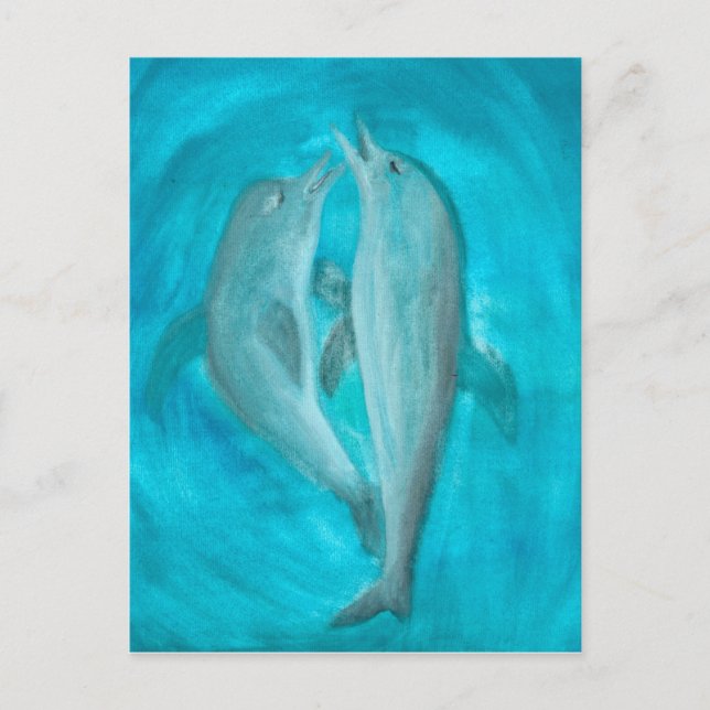 Cartão Postal Dois golfinhos jogando selvagens e livres no ocean (Frente)