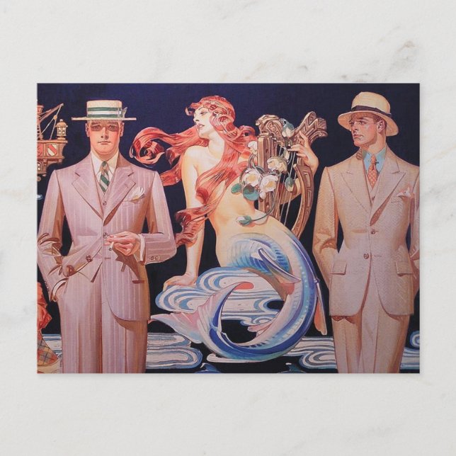 Cartão Postal Dois Homens e uma Sereia (Frente)