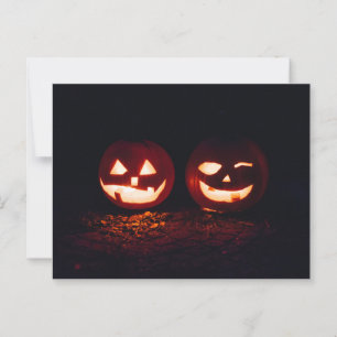 Cartão Postal Dois Jack-o-Lanternas no Halloween