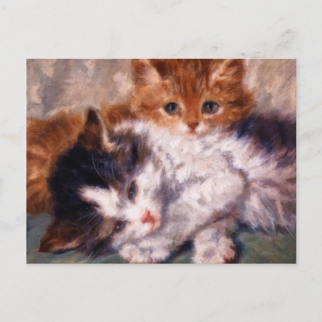 Cartão Postal Dois Kittens rapados por Henriëtte Ronner-Knip (Frente)