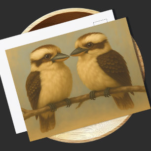 Cartão Postal Dois Kookaburras Postcard Impressão de Arte de Pás