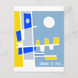 Cartão Postal Dois Lados Da Etnicidade Amarelo Azul Pensando Em