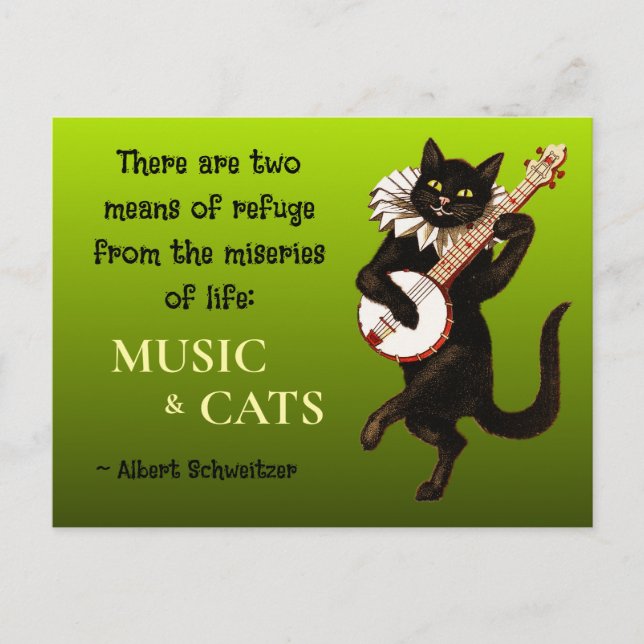 Cartão Postal dois meios de refúgio, o Music Cats Schweitzer (Frente)