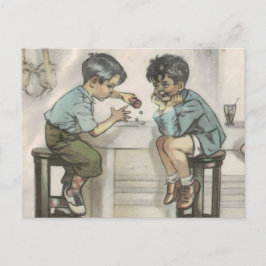 Cartão Postal Dois meninos brincando com o gelo