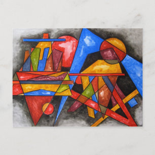 Cartão Postal Dois Navios-Moderno Bauhaus Arte Geométrica