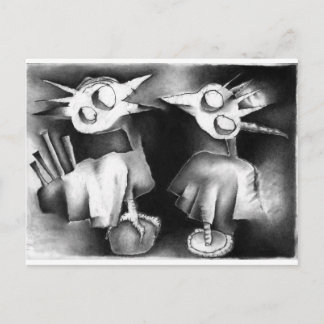 Cartão Postal dois pássaros em conversa.