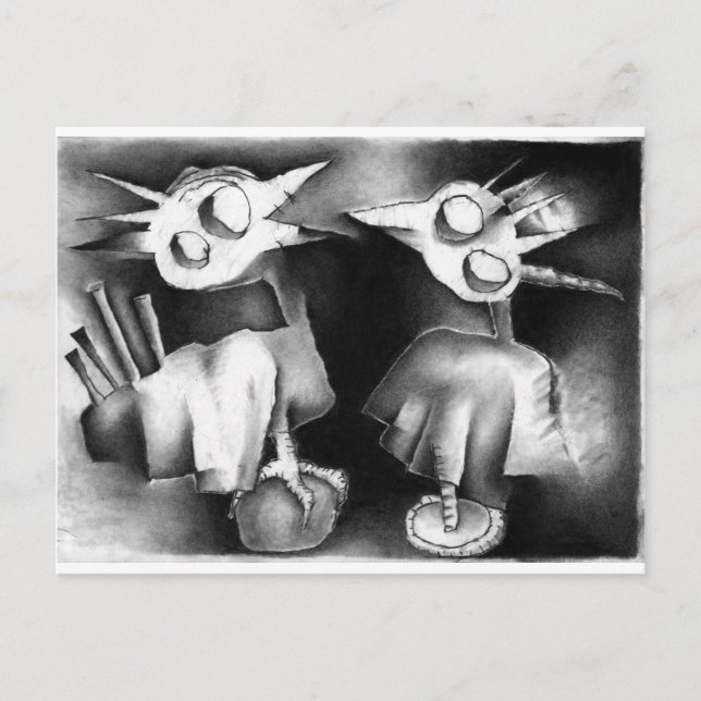 Cartão Postal dois pássaros em conversa. (Frente)