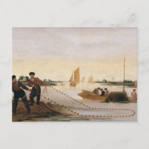 Cartão Postal Dois pescadores puxando em suas redes