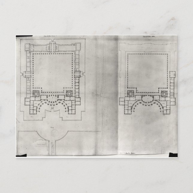 Cartão Postal Dois planos para o primeiro projeto do Louvre (Frente)