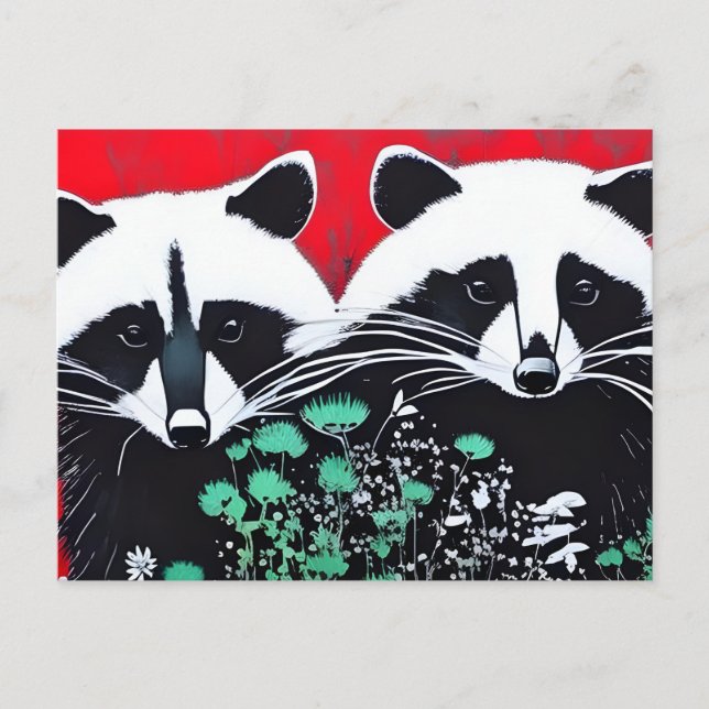 Cartão Postal Dois Raccoons (Frente)