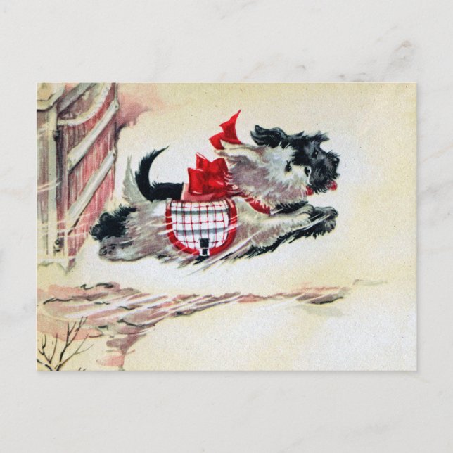 Cartão Postal Dois Scotties em Execução (Frente)