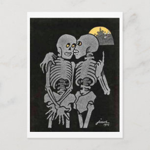 Cartão Postal Dois Skeletons Conversando Cartaz
