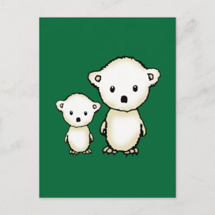 Cartão Postal Dois Ursos Polares Pequenos