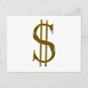 Cartão Postal $ dólar americano, sinal ouro