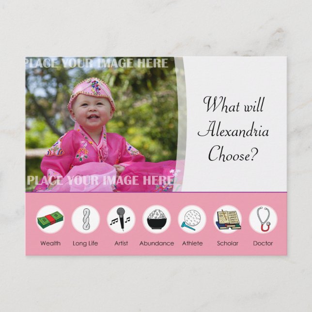 Cartão Postal Doljabi Doljanchi Dol Coreano 1rua Primeiro aniver (Frente)