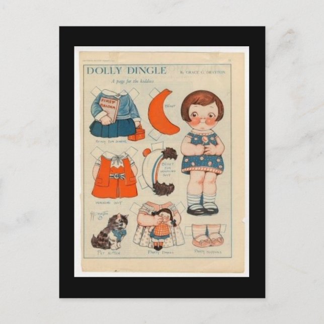 CARTÃO POSTAL DOLL DE PAPEL DOLLY DINGLE (Frente)