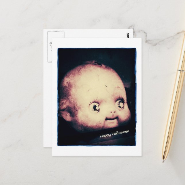 Cartão Postal Doll Head Halloween (Frente/Verso In Situ)