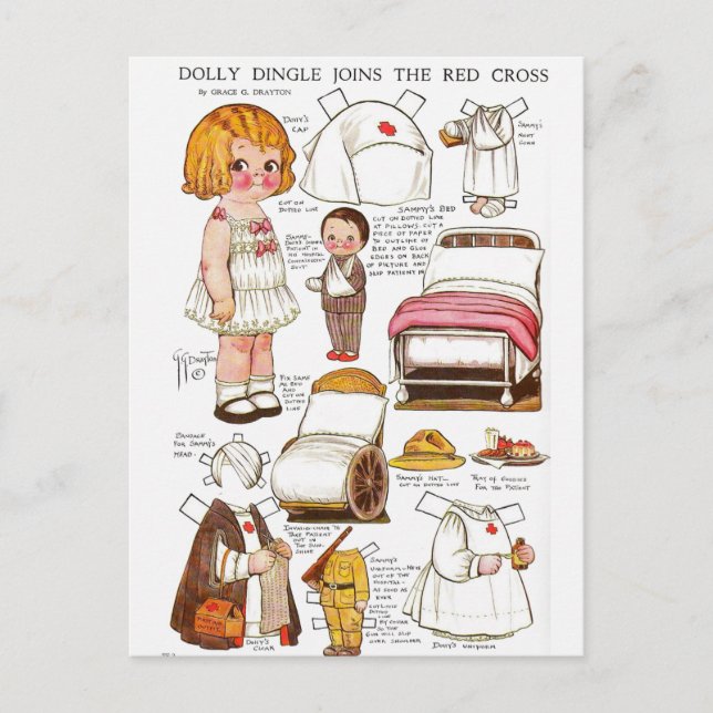Cartão Postal Dolly Dingle Adere à Cruz Vermelha Enfermagem Pape (Frente)