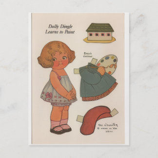 Cartão postal Dolly Dingle aprende a pintar boneca