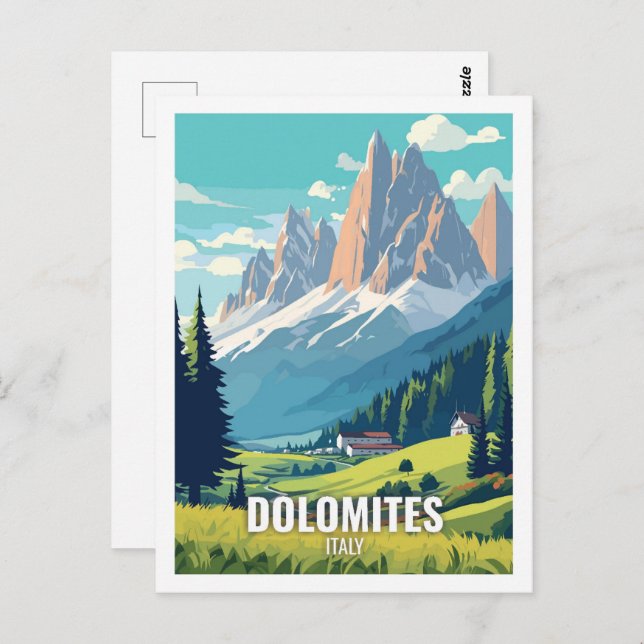 Cartão Postal Dolomitas Itália Locais Famosos de Viagem (Frente/Verso)