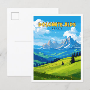 Cartão Postal Dolomite Alps Itália, ilustração da viagens vintag