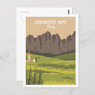 Cartão Postal Dolomites Alps Itália Viagem Place Ilustração