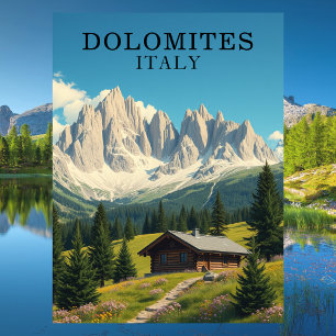Cartão Postal Dolomites Itália Ilustração Viagem