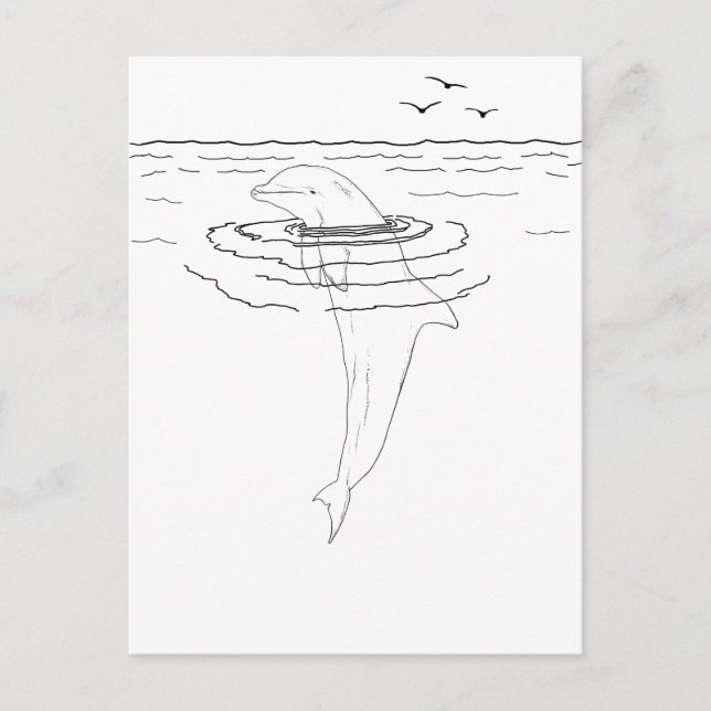 Cartão Postal Dolphin Adult Coloring Postcard (Frente)
