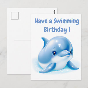 Cartão Postal Dolphin Azul Adorável