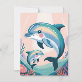 Cartão Postal Dolphin Mãe e Bebê