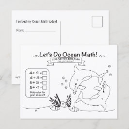 Cartão Postal Dolphin Ocean Math Coloring Postcard