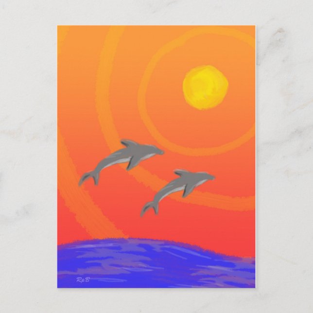 Cartão Postal Dolphin Sunset (Frente)
