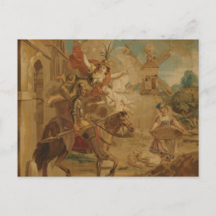 Cartão Postal Dom Quixote Guiado pela Loucura, tapeçaria do sécu