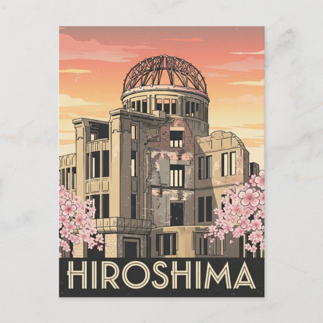 Cartão Postal Dome da Paz de Hiroshima Japão Viagem Antiga (Frente)