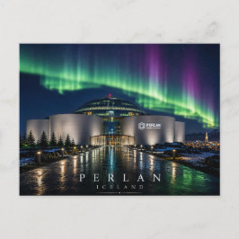 Cartão Postal Dome Perlan Silhueta de Reykjavík Islândia Aurora