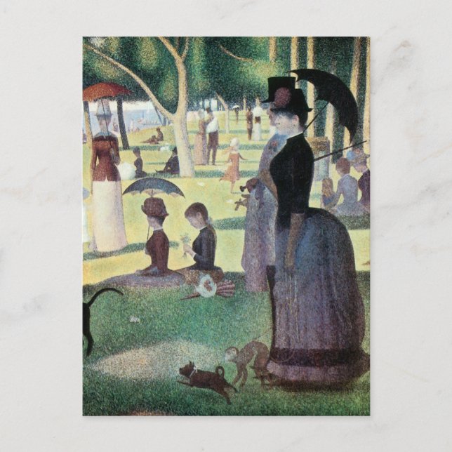 Cartão Postal Domingo à tarde, Ilha La Grande Jatte, por Seurat (Frente)